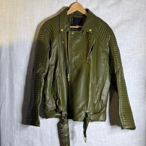 Roberta Bridal Olive Green Leather Jacket